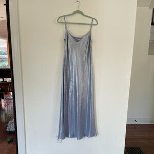 Saint Art Haley Metallic Maxi Slip Dress, Frozen Blue